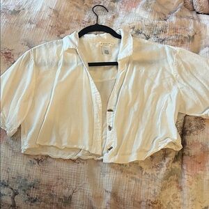 White cropped Button-Down Shirt